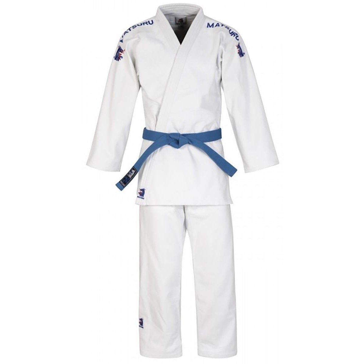 Semi Wit Geborduurd Blauw