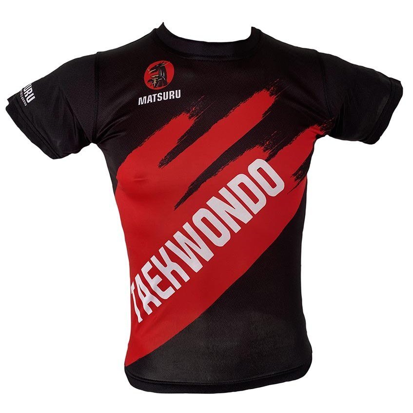 Korte Mouw Taekwondo Zwart/Rood